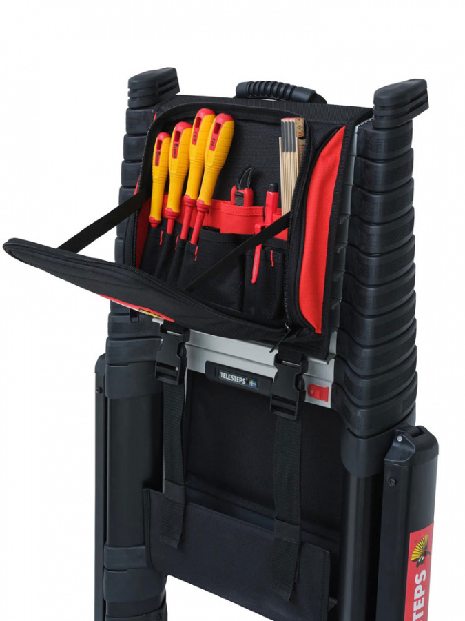 Ryggs�ck Telskopstege med verktygsh�llare